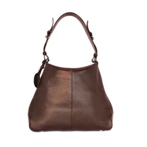 Glad leren achterzijde van de Tweed Manor Tote bag.