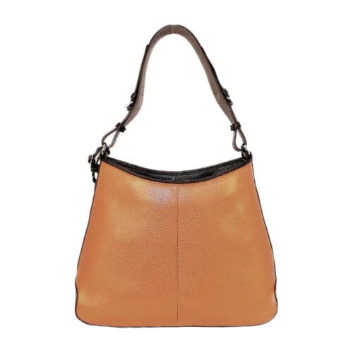 Glad leren achterkant van de Tweed Manor Tote bag.
