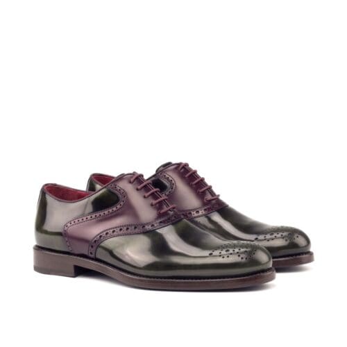 Oxford saddle schoen in zwart met bordeaux rood
