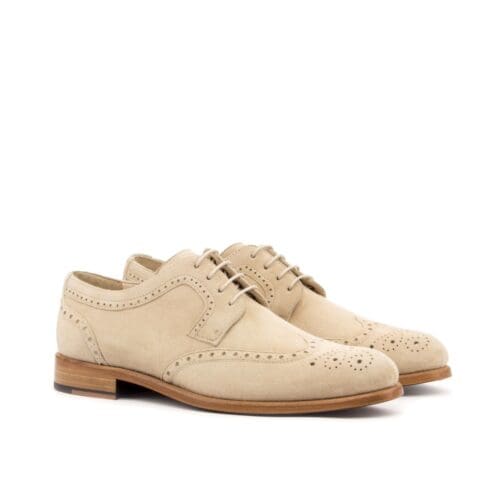 Tan suede derby full brogue dames schoenen