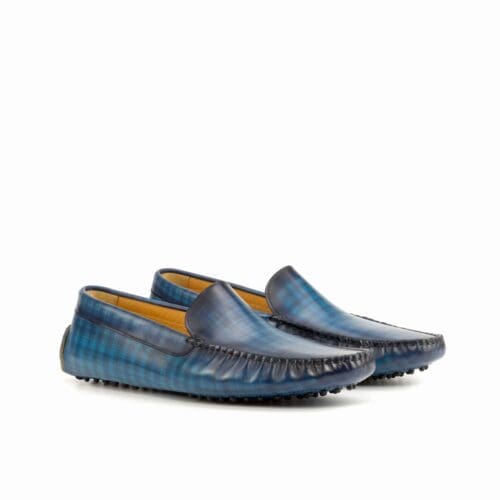 Blauw handgeverfd patina driver schoenen
