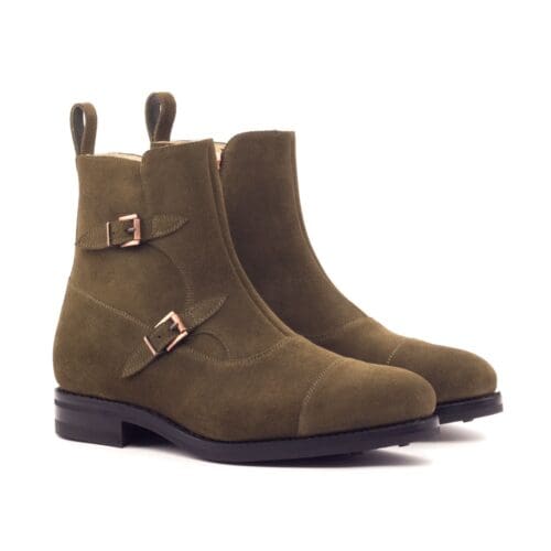 buckle boot in kaki suede