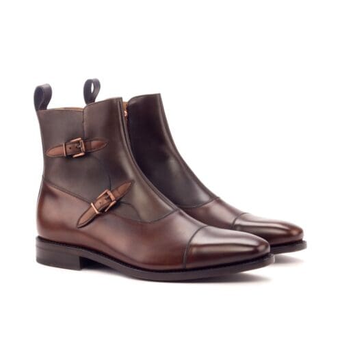 buckle boot in donker bruin kalfsleer