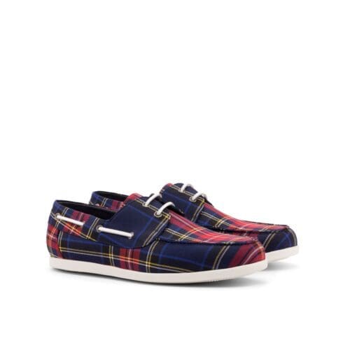 Bootschoenen in rood/blauwe tartan
