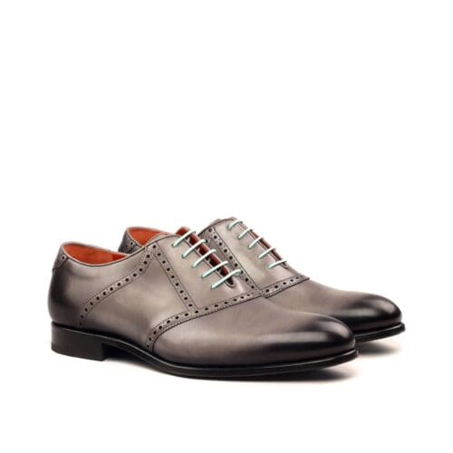 Grijs kalfsleren 'saddle' heren veterschoenen met burnishing