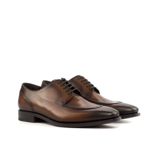 Donkerbruin kalfsleren derby split toe herenschoenen met burnishing