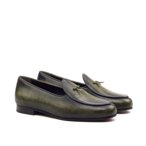 Belgische slippers in donkergroen patina