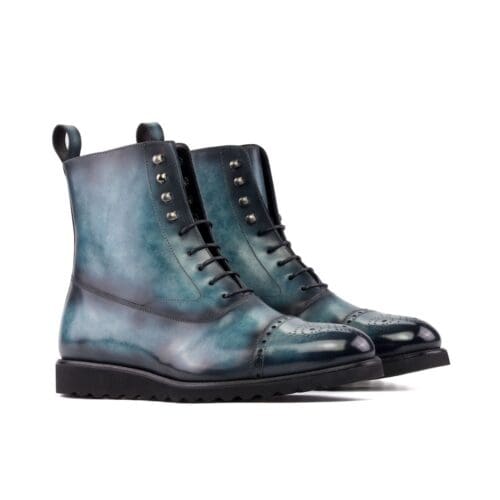 Turquoise kalfsleren Balmoralboot