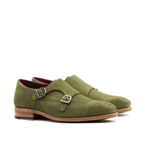 double monk in kaki suede