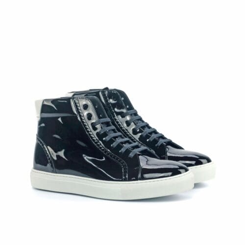 hoge sneaker in zwart lak leer
