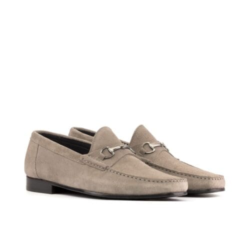 mocassin met bitje in grijs suede