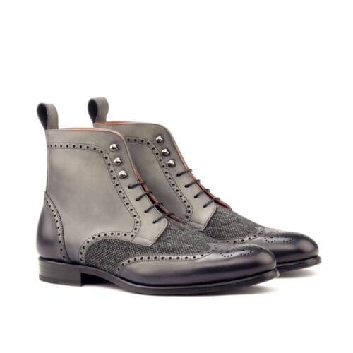 Grijs leer met suede brogues veterlaarzen