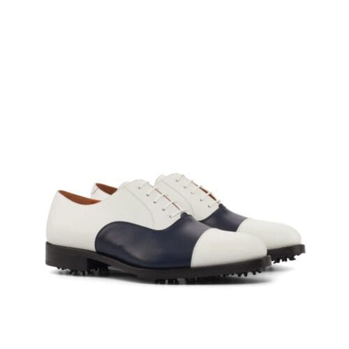 Zwart met wit kalfsleren golfschoenen