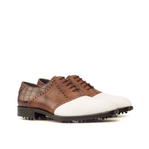 Bruin met wit lederen golf schoenen