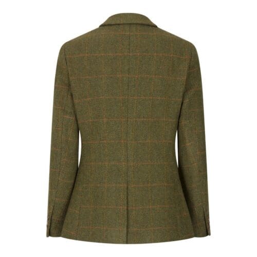 Mos groene tweed dames blazer achterzijde