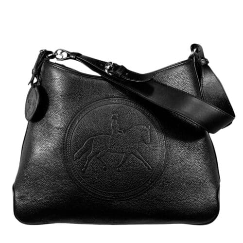 Zwarte tote bag met een dressuurpaard als afbeelding