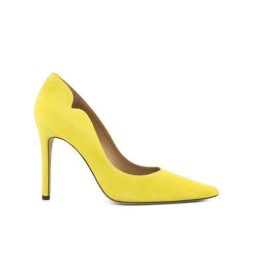 hoge geel suede damespump