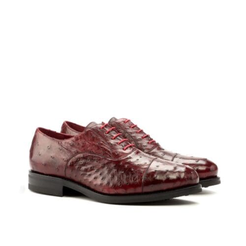 Rode Blenheim Oxford schoenen in struisvogelleer