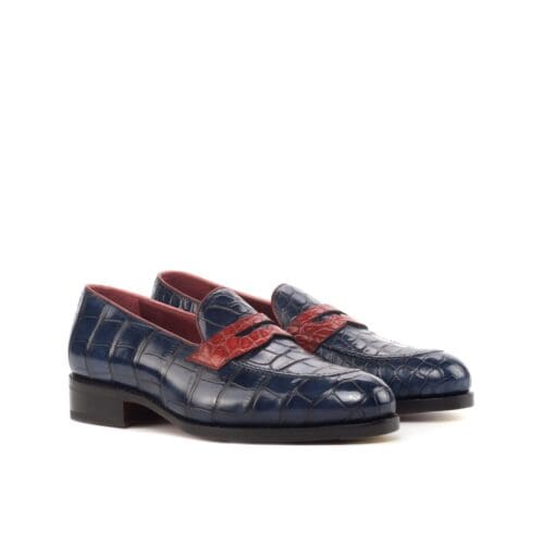 Loafer met masker in blauw krokodillenleer