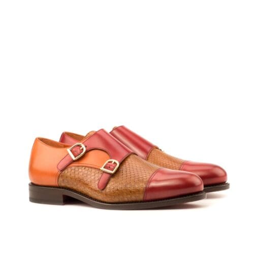 Python en kalfsleren double monk schoenen