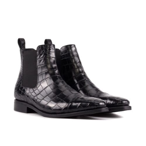 Tudor classic chelsea boots in zwart krokodillenleer