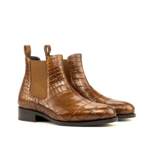 Tudor classic chelsea boots in cognac krokodillenleer