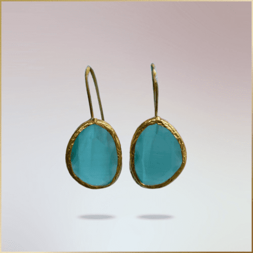 Enkele oorbel hanger in turquoise