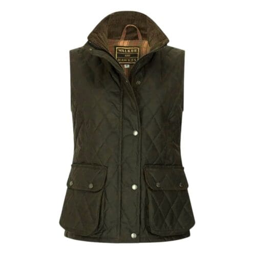 Olijfgroene doorgestikte wax bodywarmer